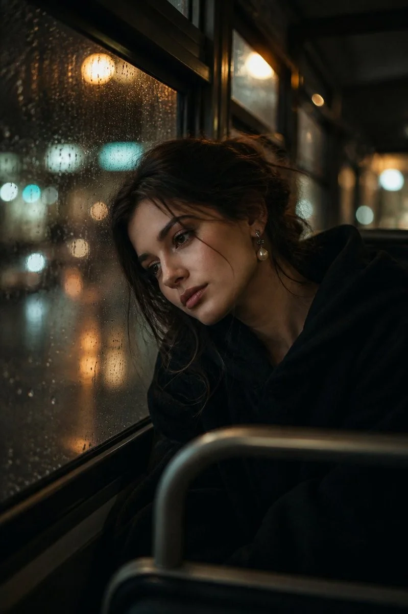 Rainy Bus Window Portrait
