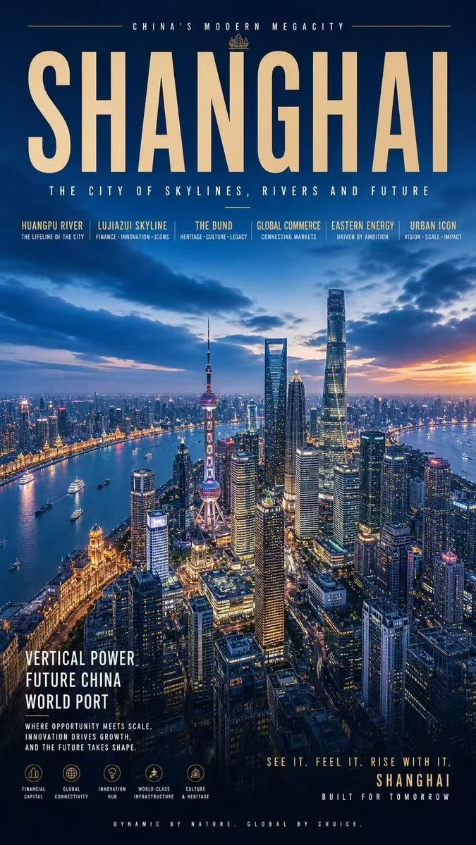 Shanghai Megacity Night Poster
