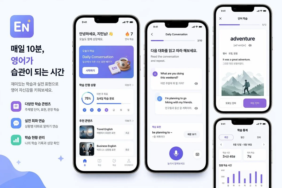 Korean English Learning App Poster