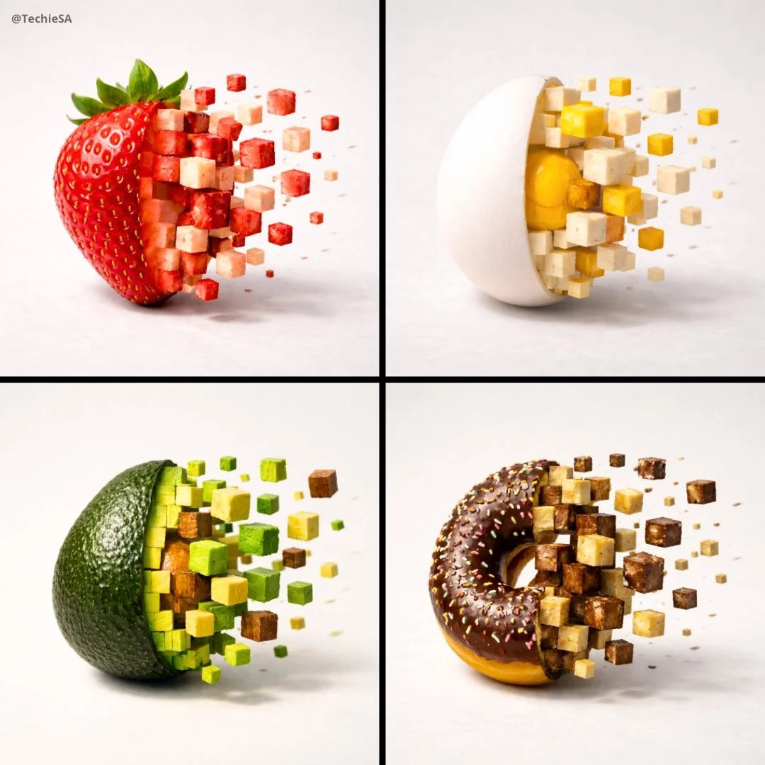 E-commerce Main Image - 3D Pixel Food Disintegration