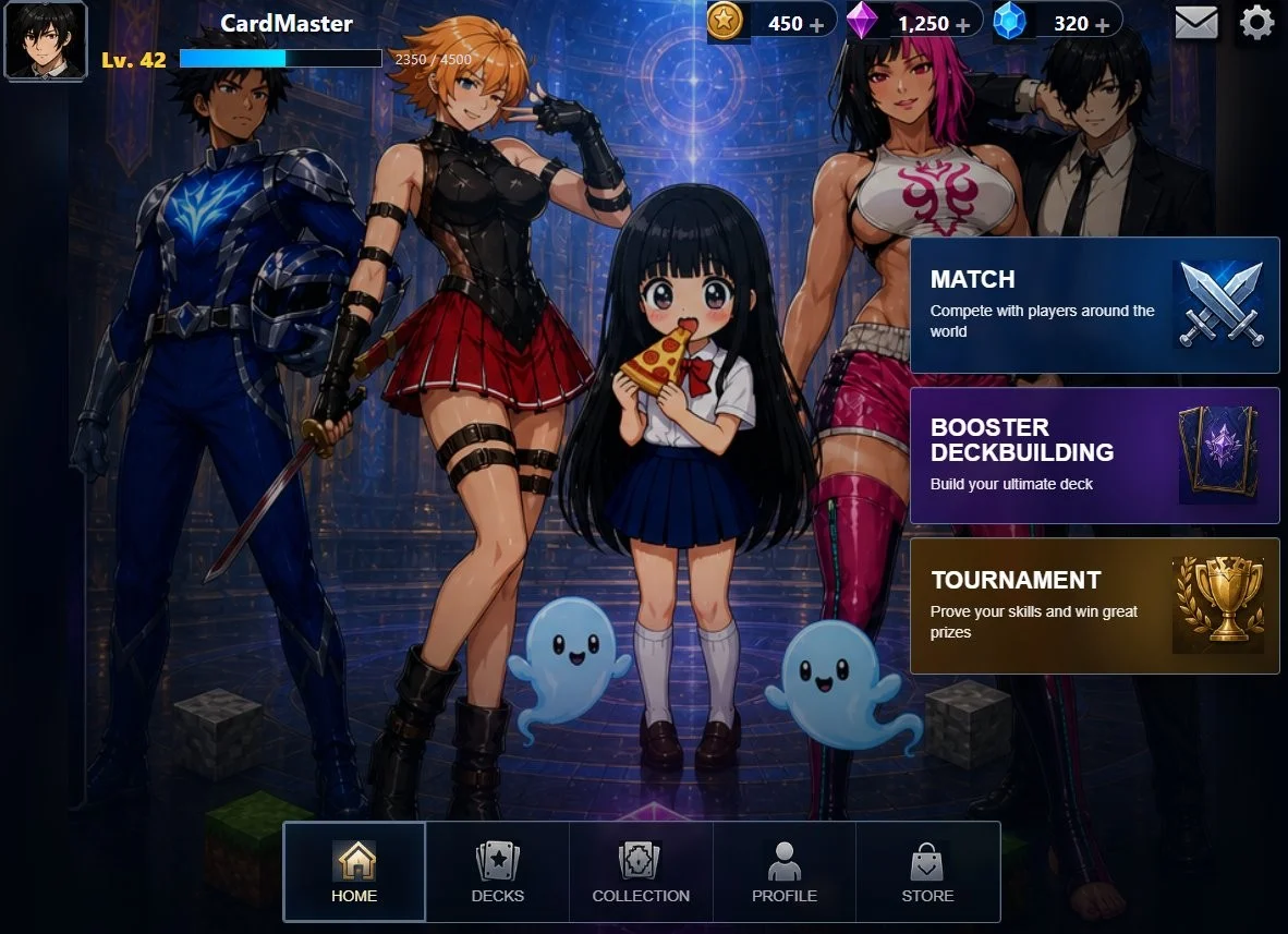Anime Card Game Lobby UI