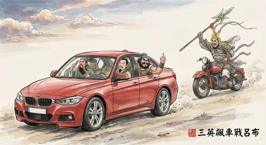 Three Heroes Drag Racing Against Lü Bu