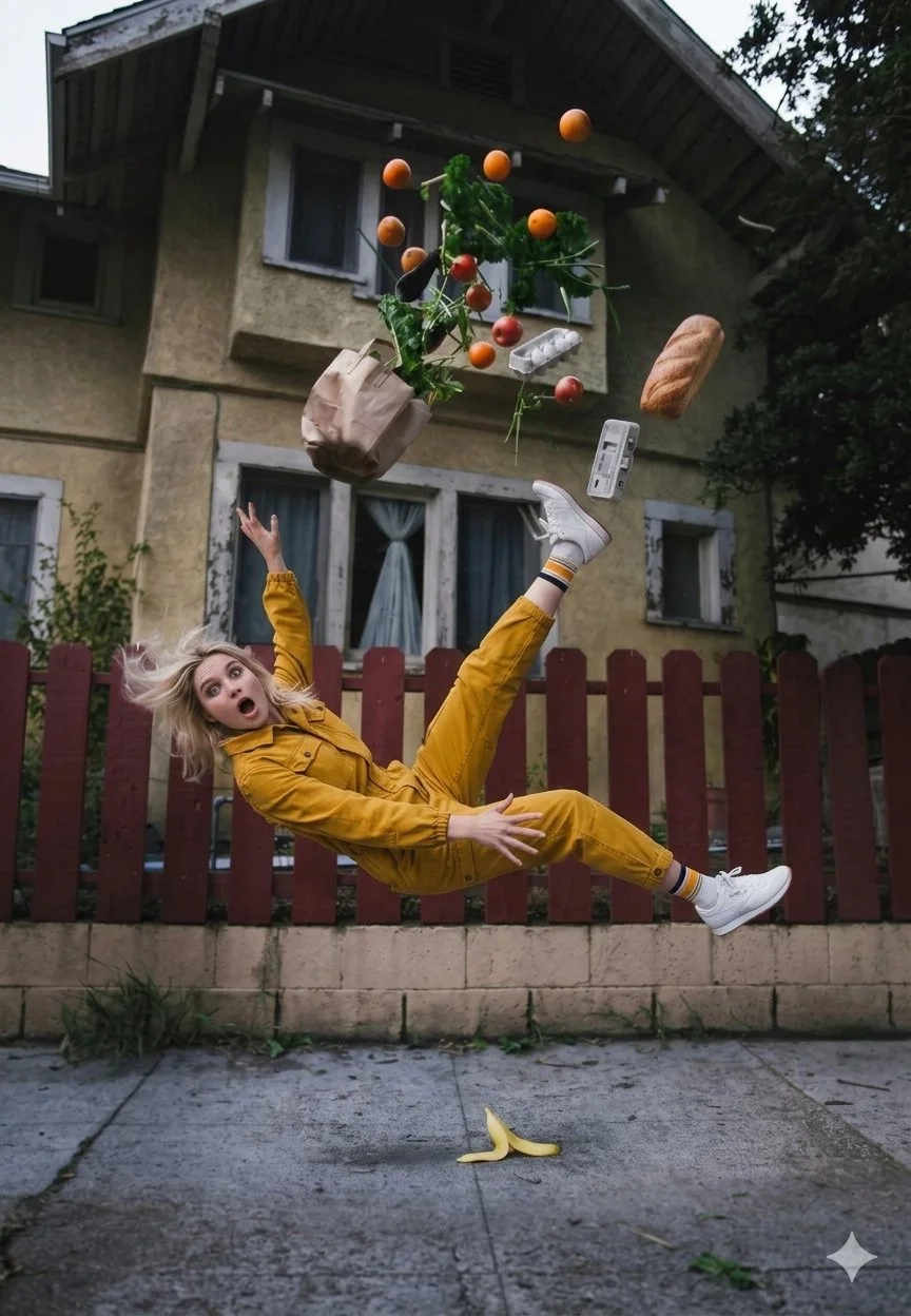 Grocery Bag Explosion Slip Frozen Moment