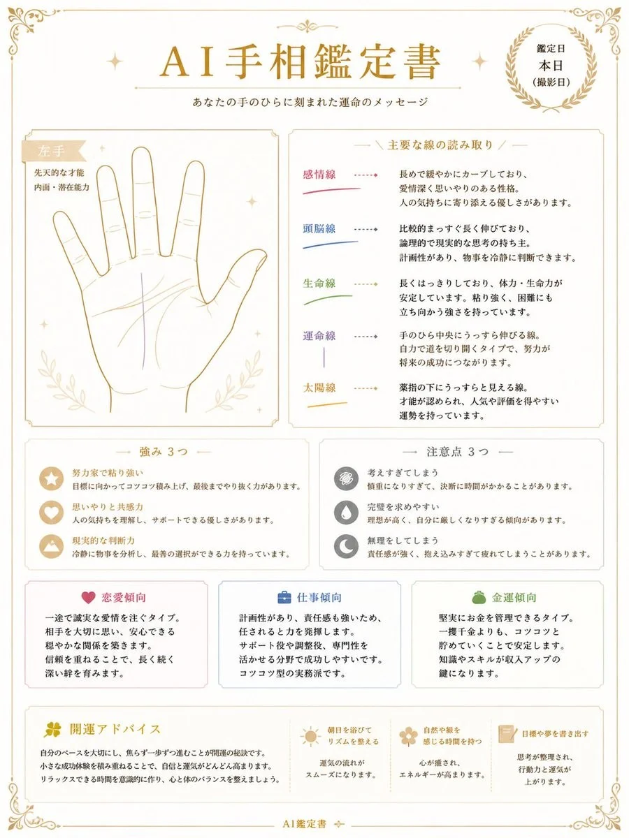 Japanese AI Palm Reading Certificate