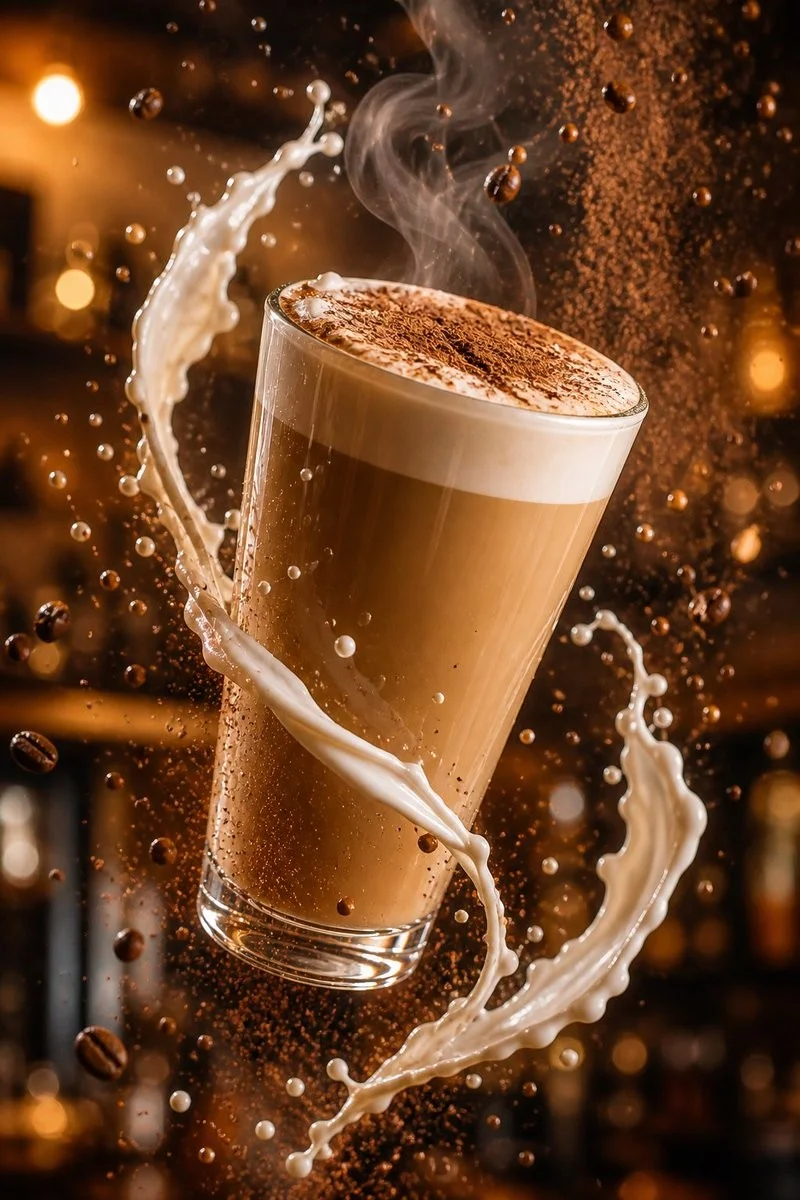 Cinematic Spinning Latte Splash