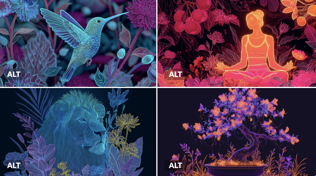 Neon Floral Harmony Illustration