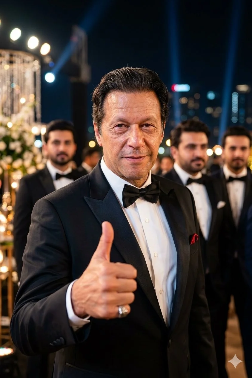 South Asian Gentleman Black Tuxedo Gala Thumbs Up Cinematic Portrait