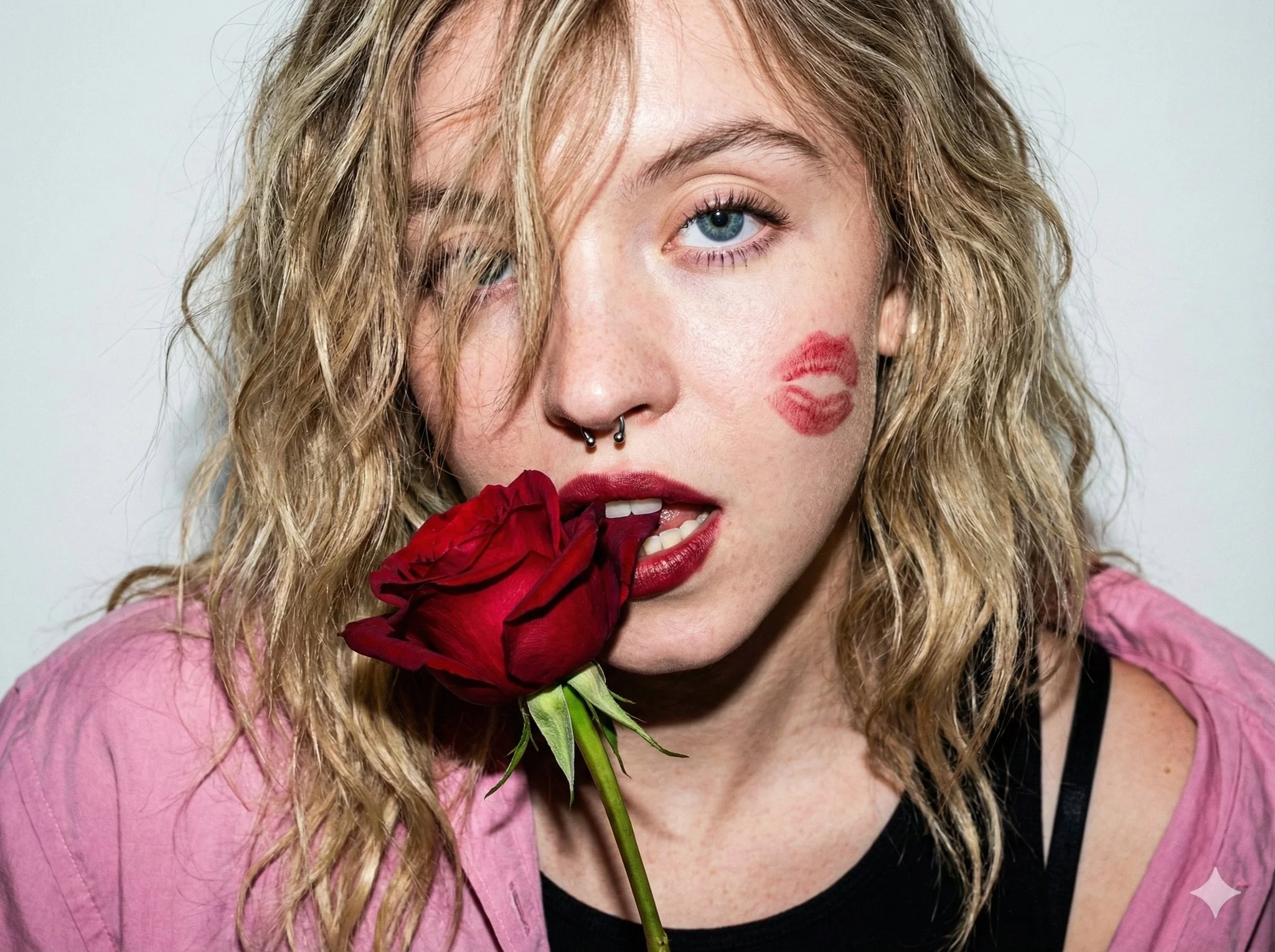 90s Grunge Rose Flash Portrait