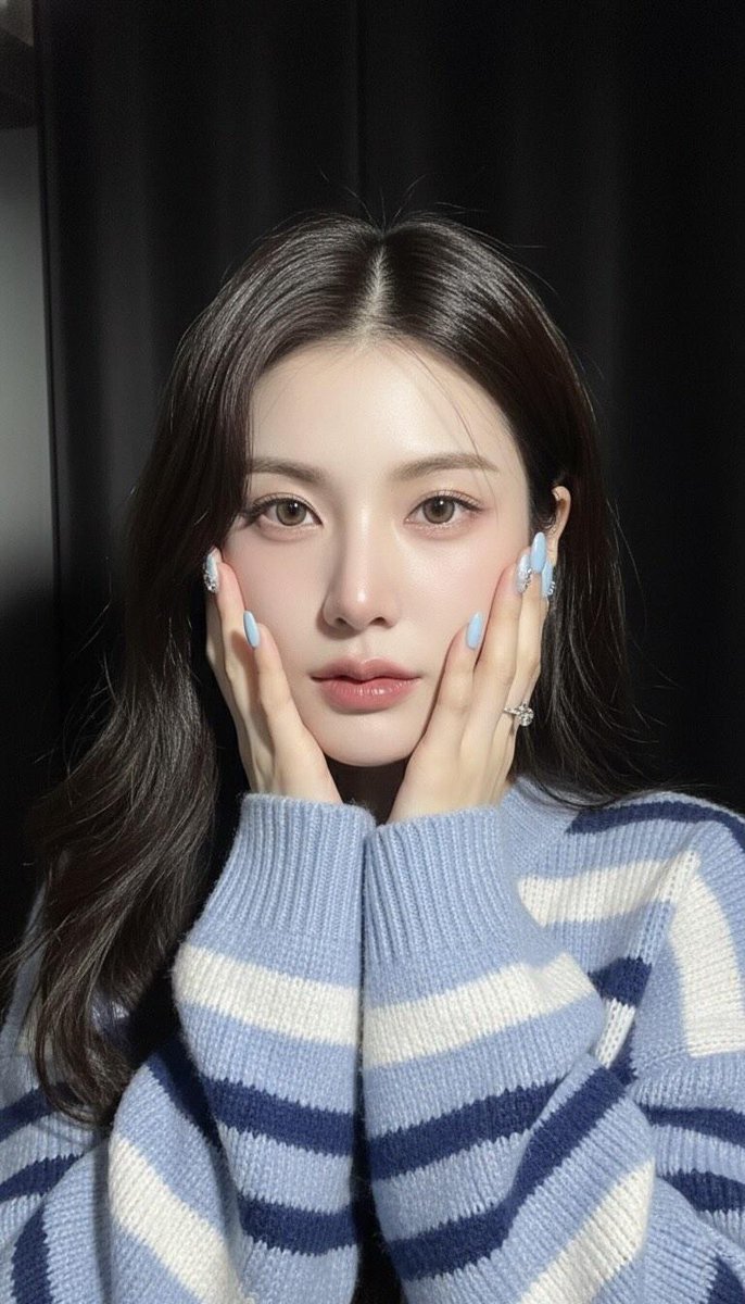 年轻女性的逼真特写自拍照