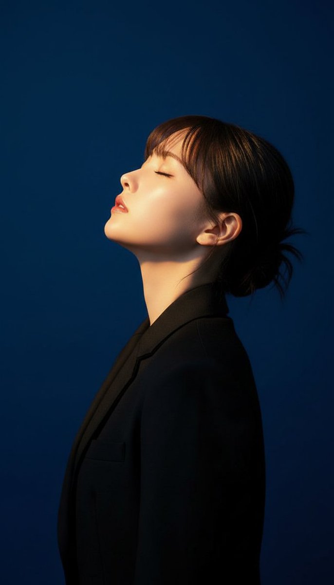 Cinematic Portrait of Young Woman in Profile