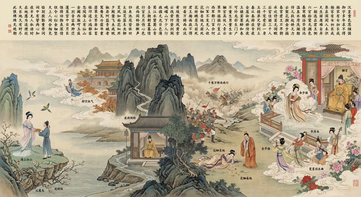 Painting Long Text Ancient Poetry