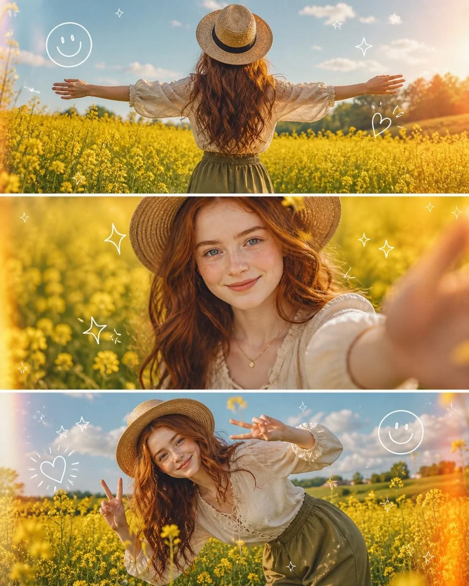Editorial Fashion Flower Field Collage