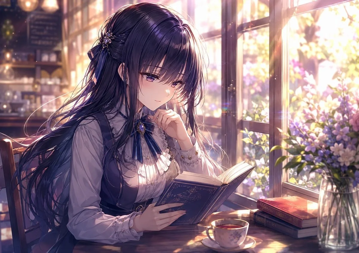 Sunlit Anime Cafe Reader