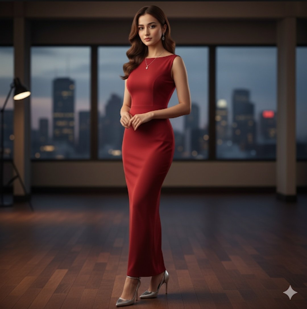 Woman in Red Evening Dress