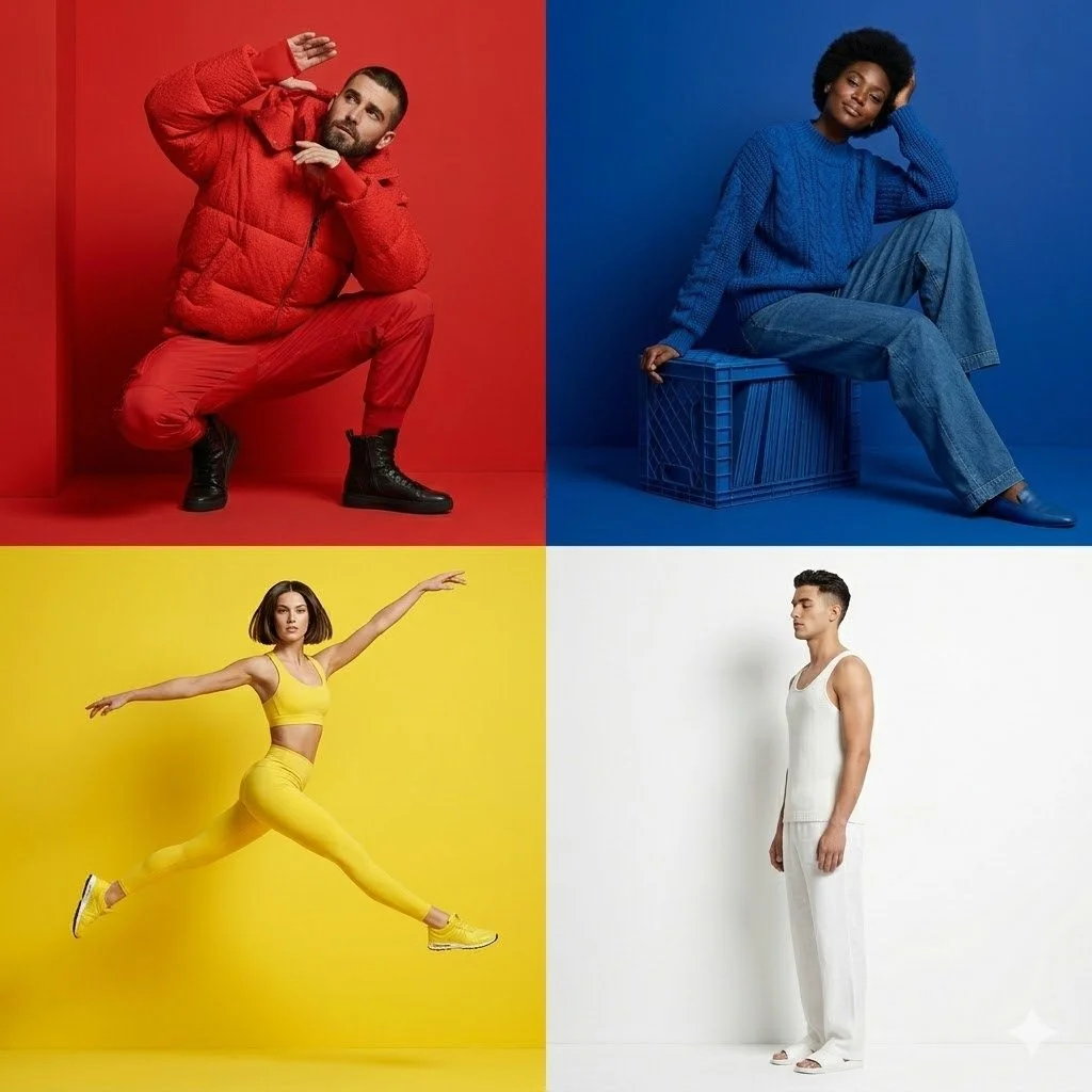 Primary Colors Fashion Portrait Grid