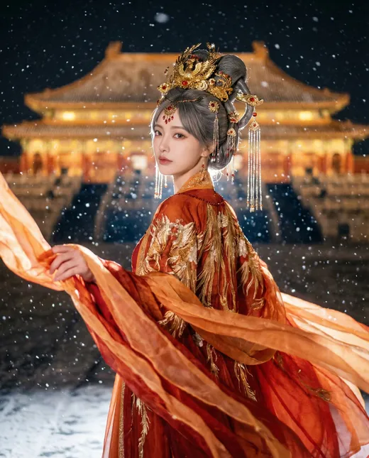 Phoenix Crown Gaze in Snowy Forbidden City