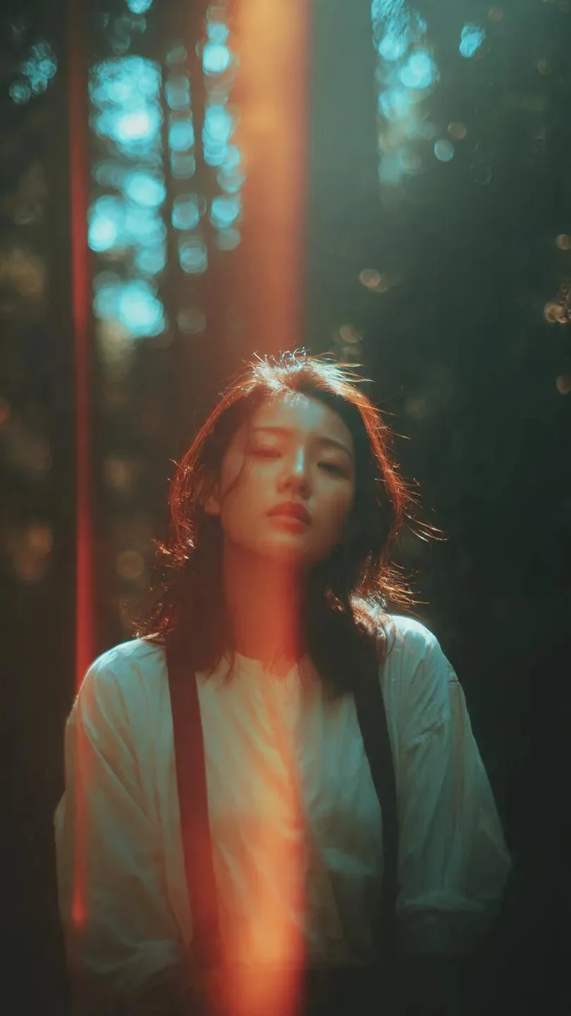 Forest Light Film Grain Cinematic Portrait