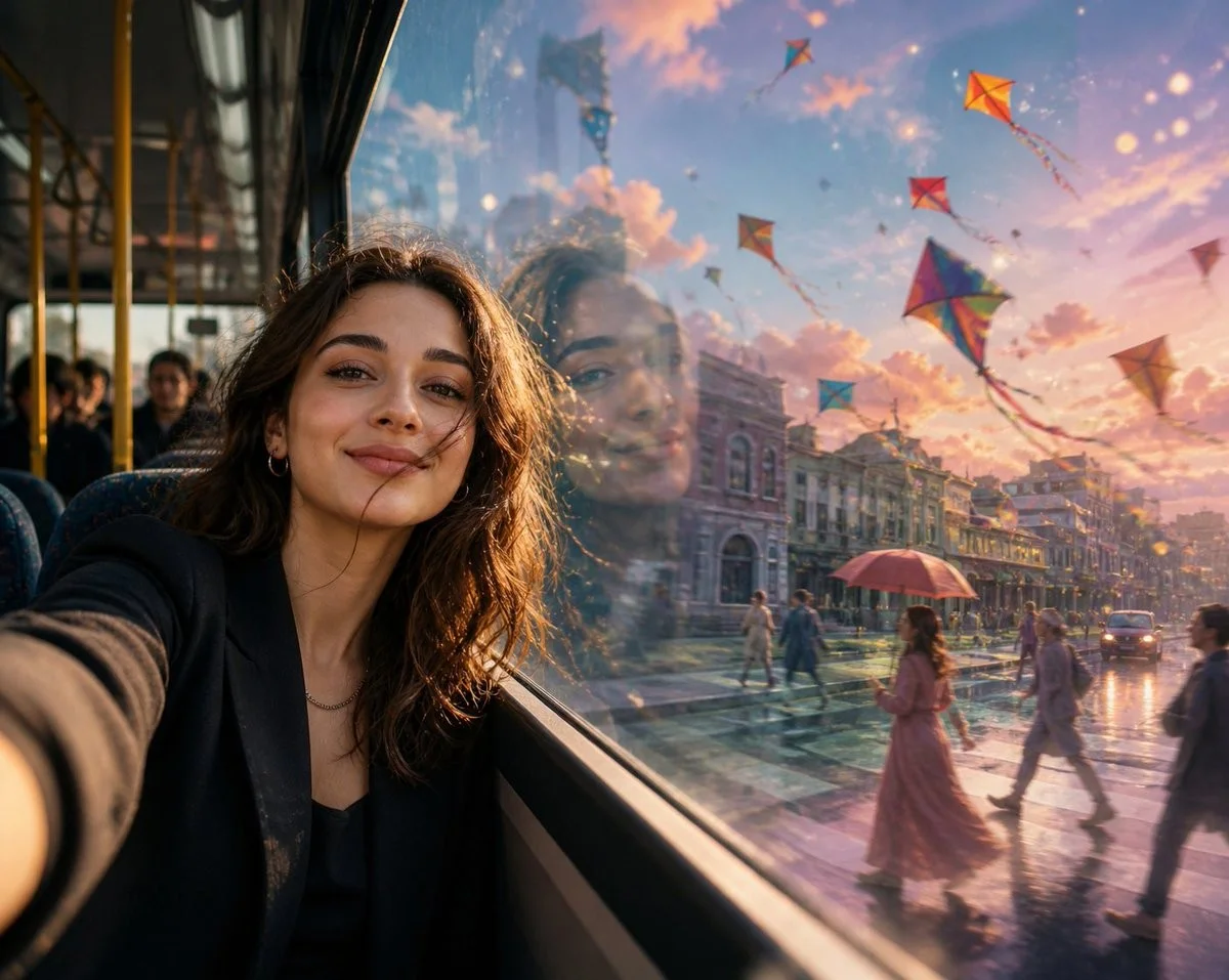 Surreal Bus Window Selfie