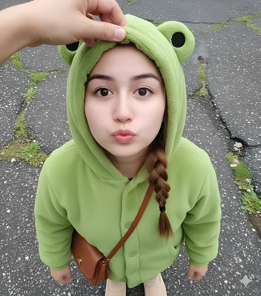 Pouty Round Face Top View Cute Shot