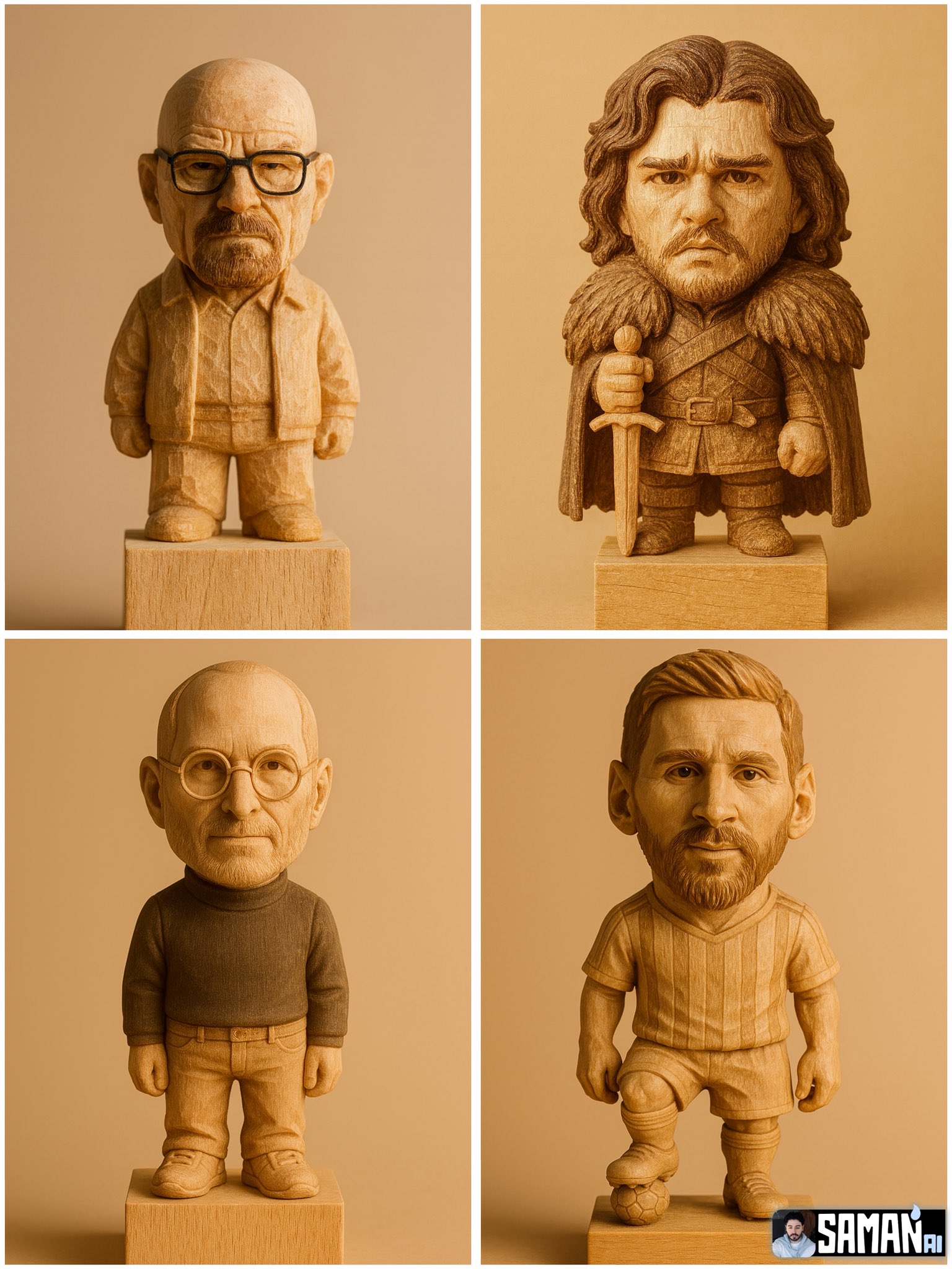 Q Version Wood Carving Figure