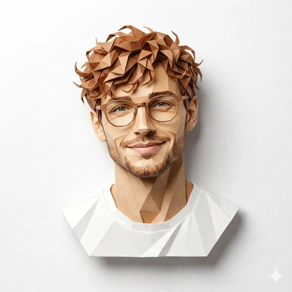 Geometric Papercraft Man Portrait