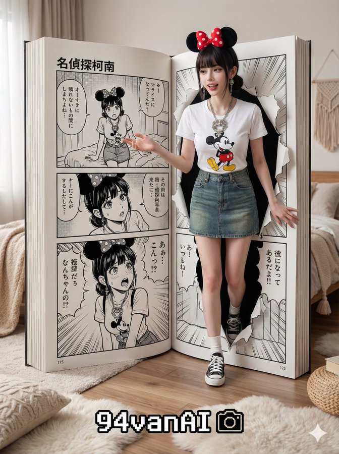 漫画中的人物走出画面
