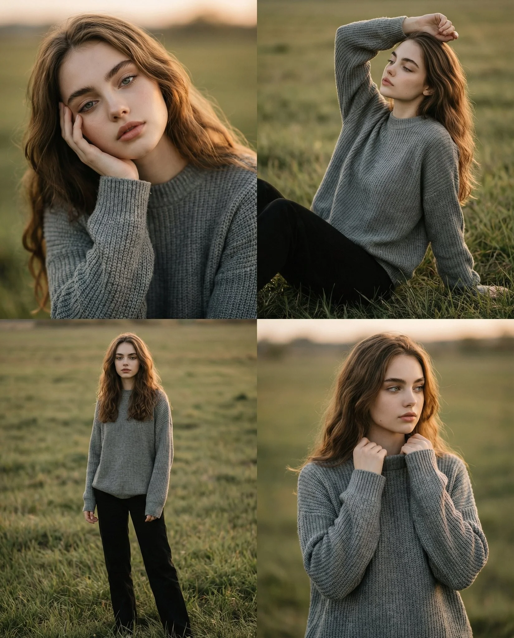 Golden Hour Field Knit Sweater Girl