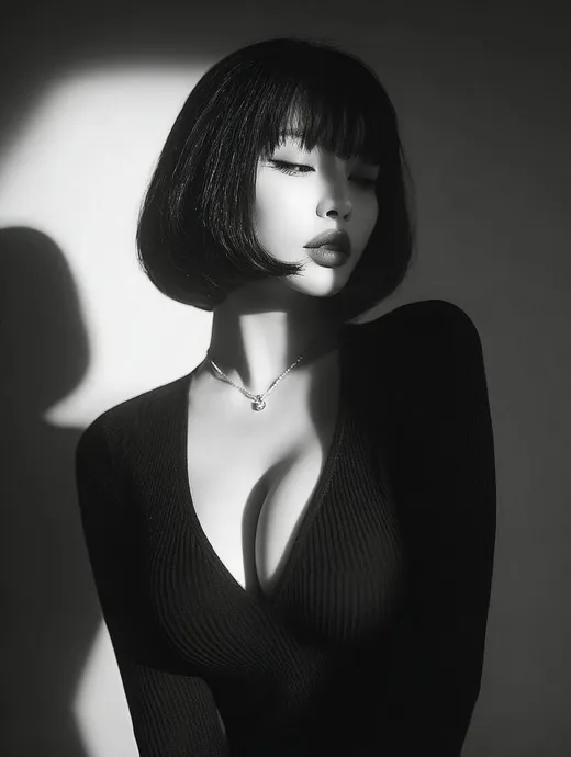 Black and White Style Portrait Photo