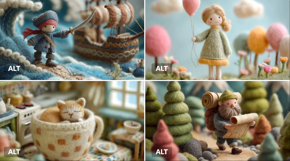 Miniature Felt Wool Figures