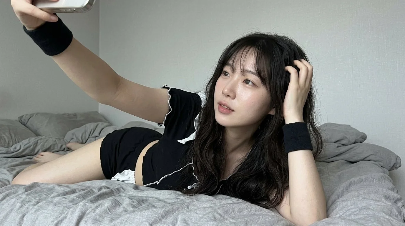 Maid-Inspired Bedroom Selfie Phone Portrait