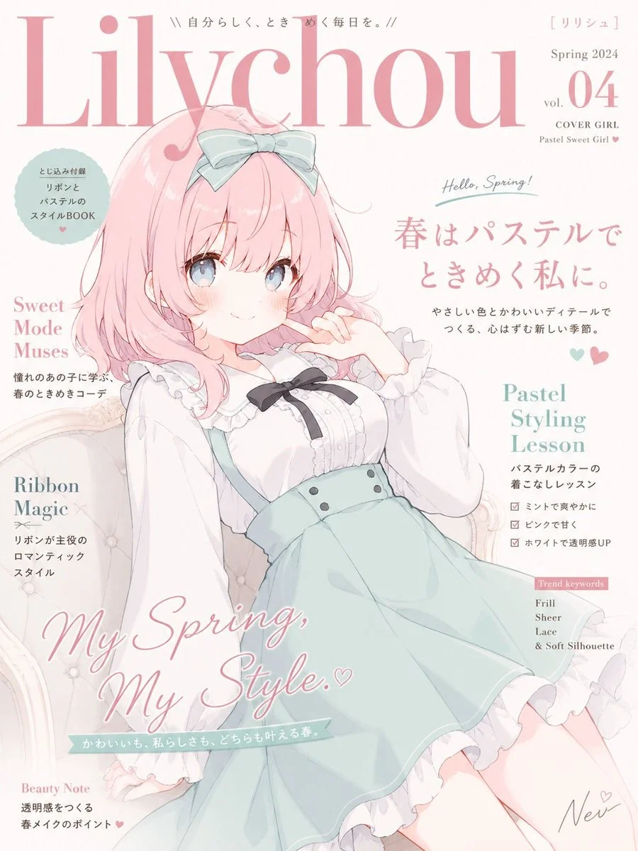 Pastel Anime Spring Magazine Cover