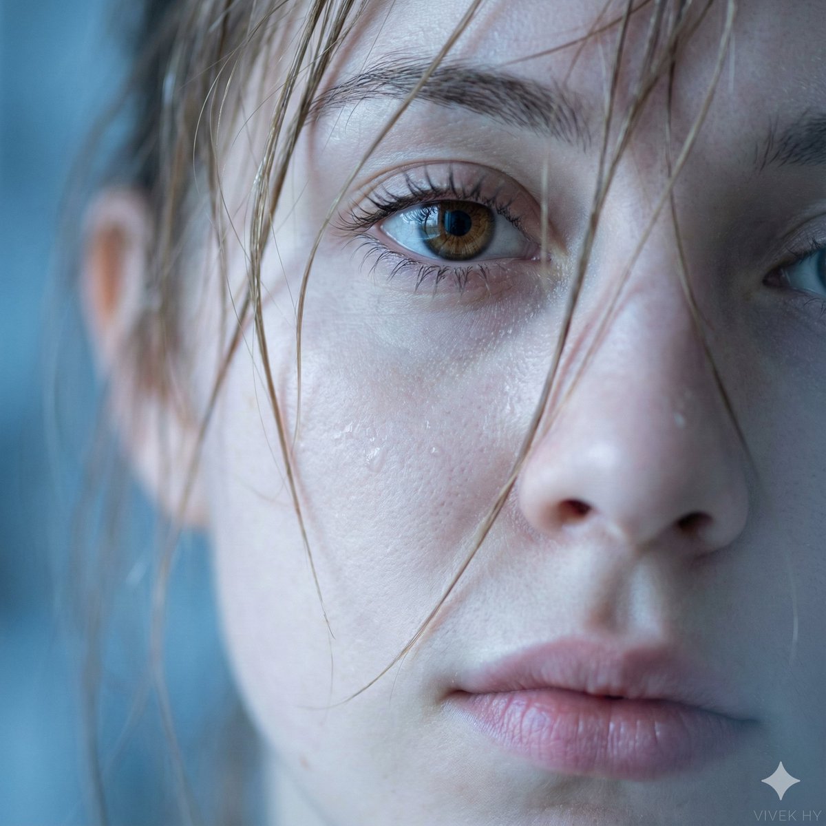 Extreme Close-up Macro Portrait of a Woman's Face