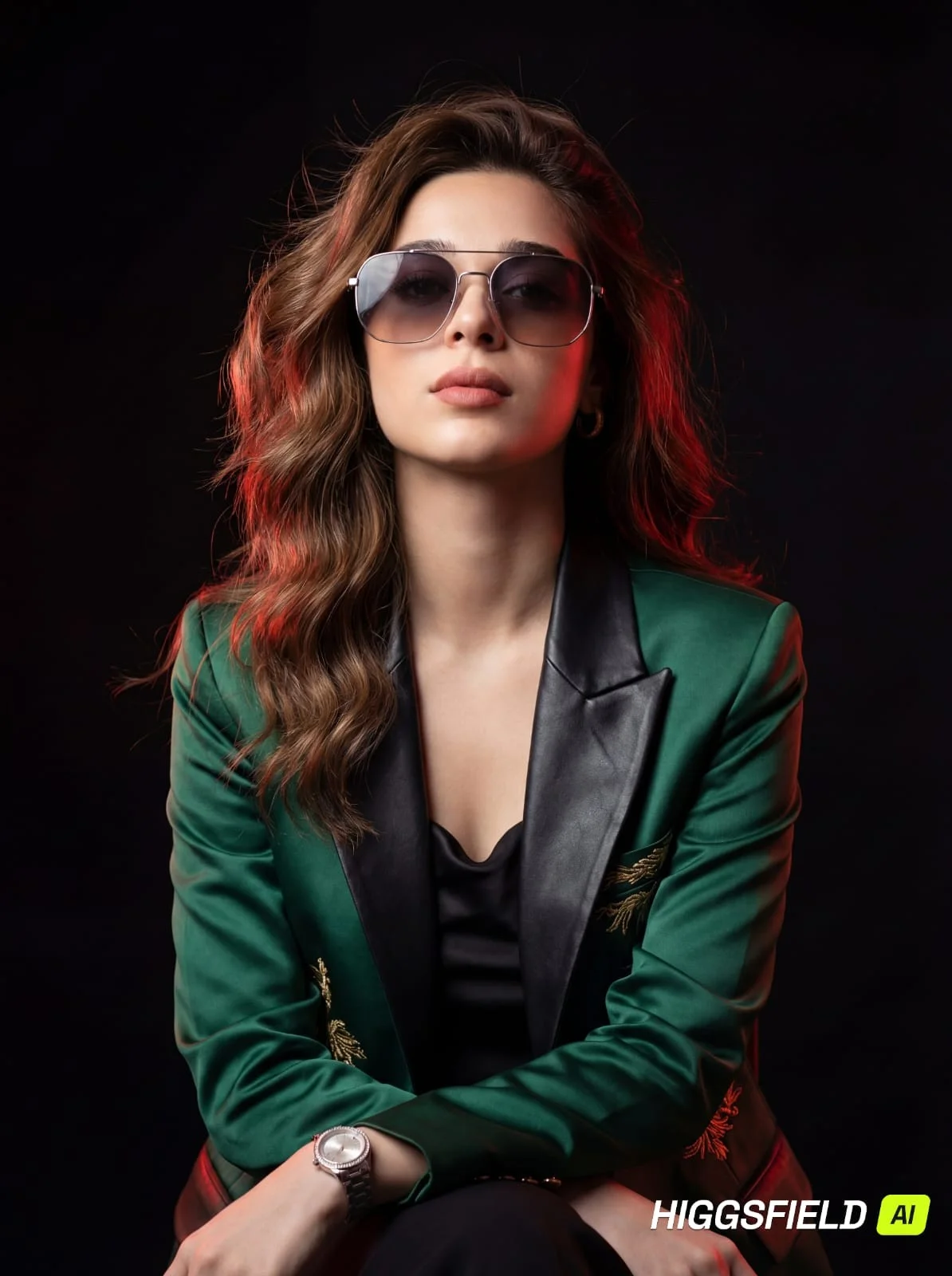Red Rim Lighting High-End Fashion Editorial Portrait