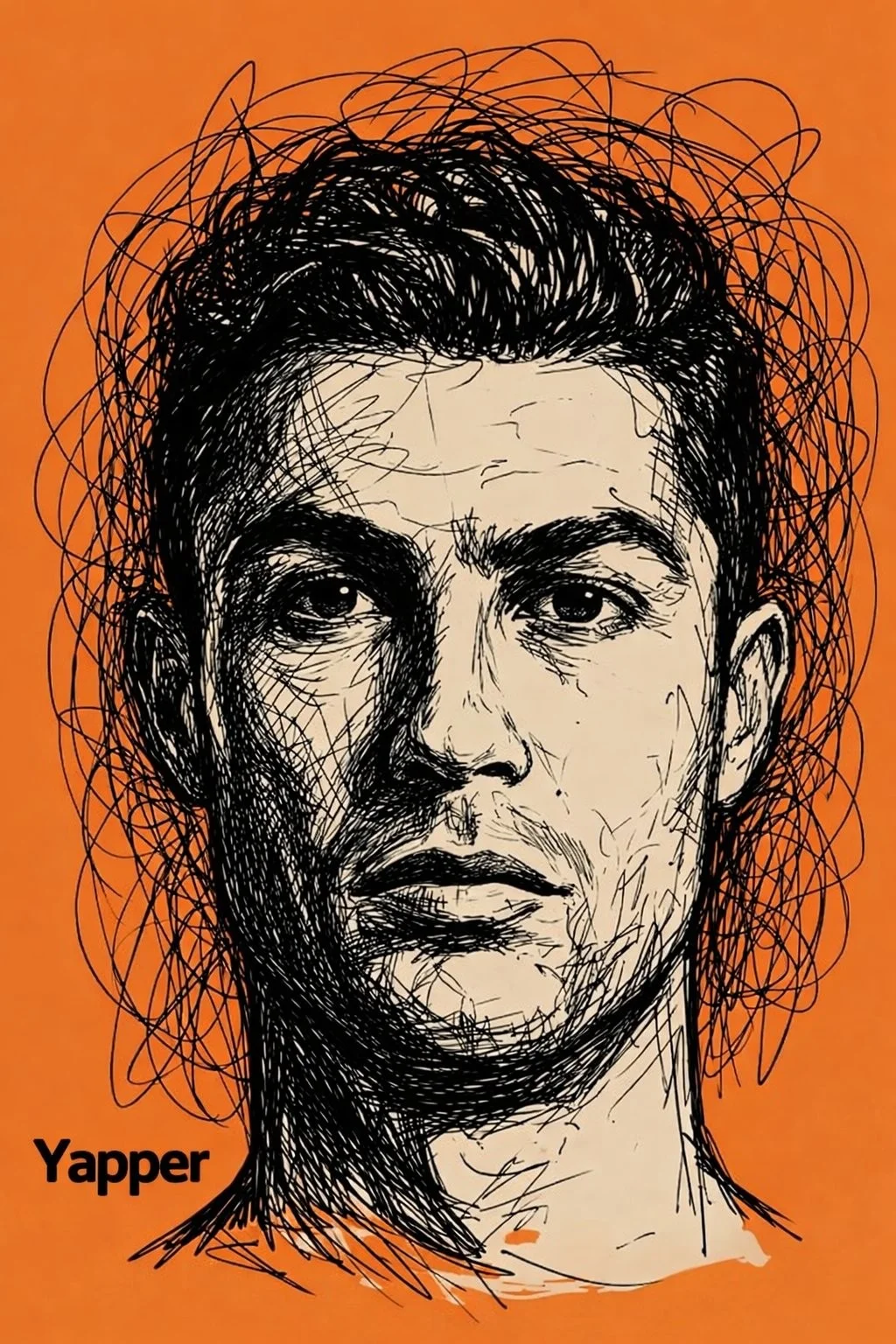 Chaotic Ink Scribble Portrait Poster