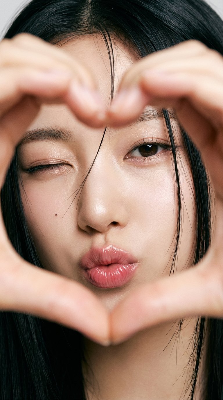Girl Makes a Heart Shape with Her Hands