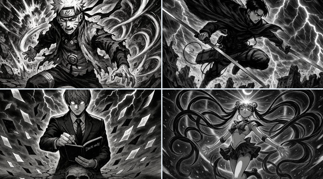 Black and White Comic Style Illustration