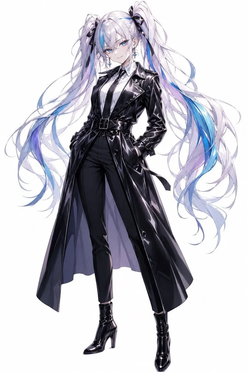 Anime Twin-Tail Patent Trench Fashion