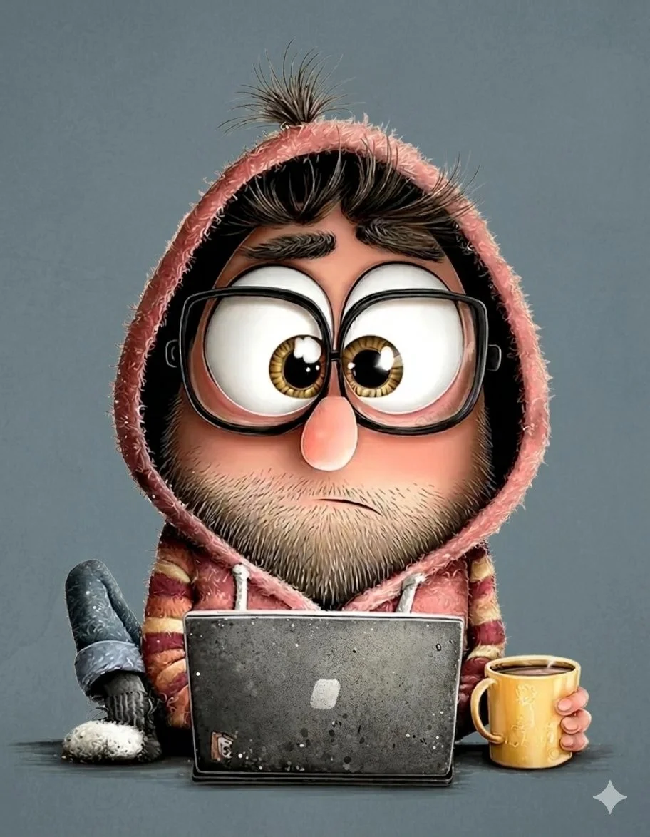 3D Cartoon Glasses Programmer Character
