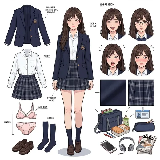 Japanese JK Uniform Girl Decomposition Sheet