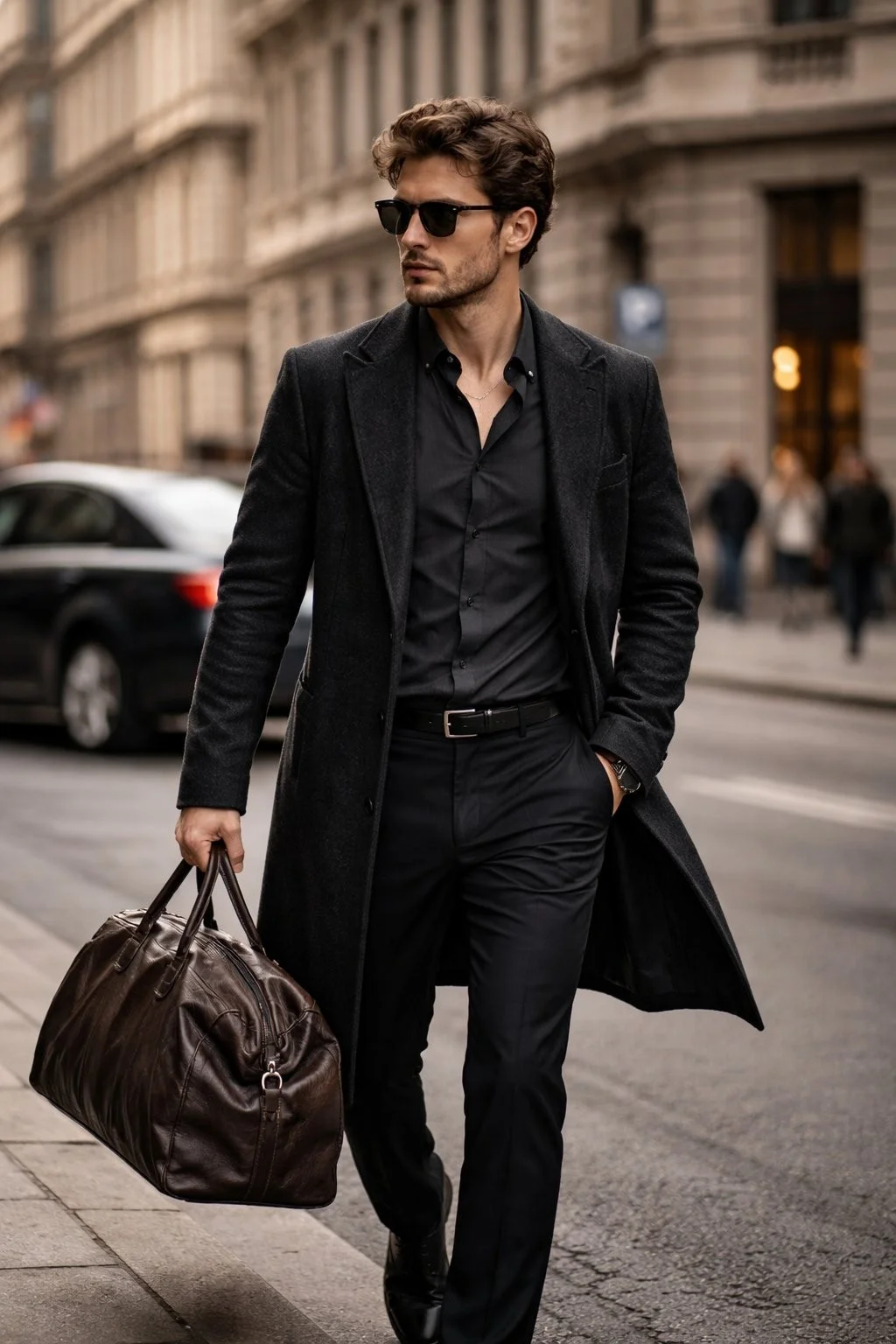 Cinematic Urban Street Walking Male Portrait