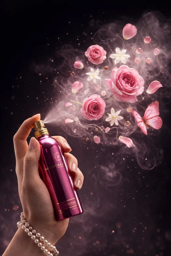 Metallic Pink Perfume Luxury Ad