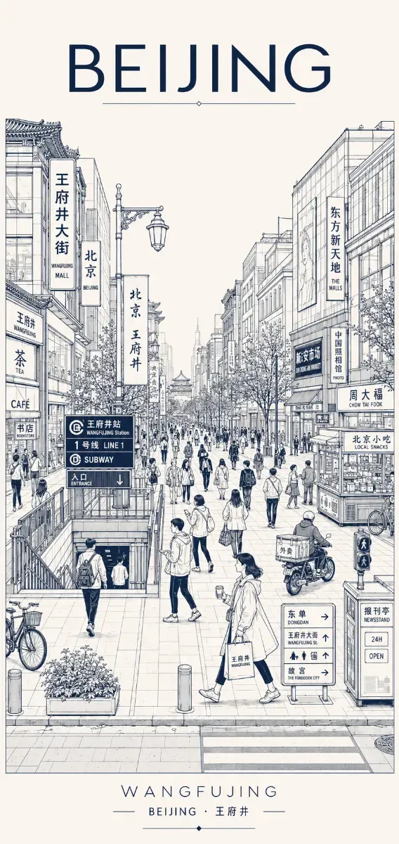 Beijing city - minimalist line drawing