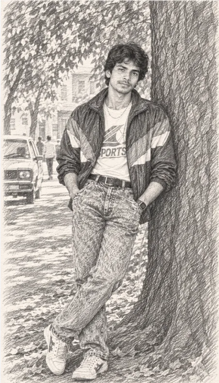 “Transform the reference photo into a detailed monochrome graphite pencil sketch.
