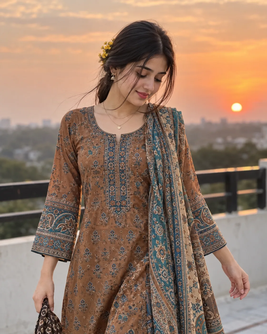 📸 Exact Image Generation Prompt > Create an ultra-realistic cinematic portrait of a beautiful young adult South Asian woman, closely