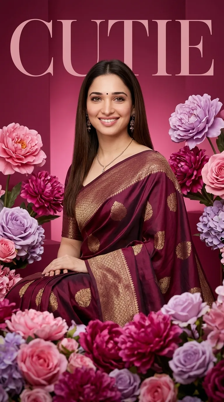 Create a highly detailed vertical 9:16, fashion-editorial / luxury Indian beauty poster inspired precisely by the provided reference image.
