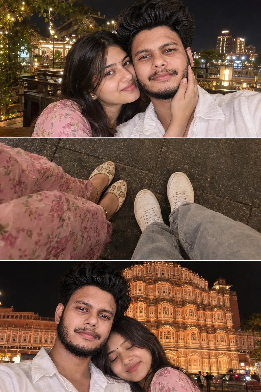 Create a high-resolution, realistic image based on the reference photo of the couple at night.
