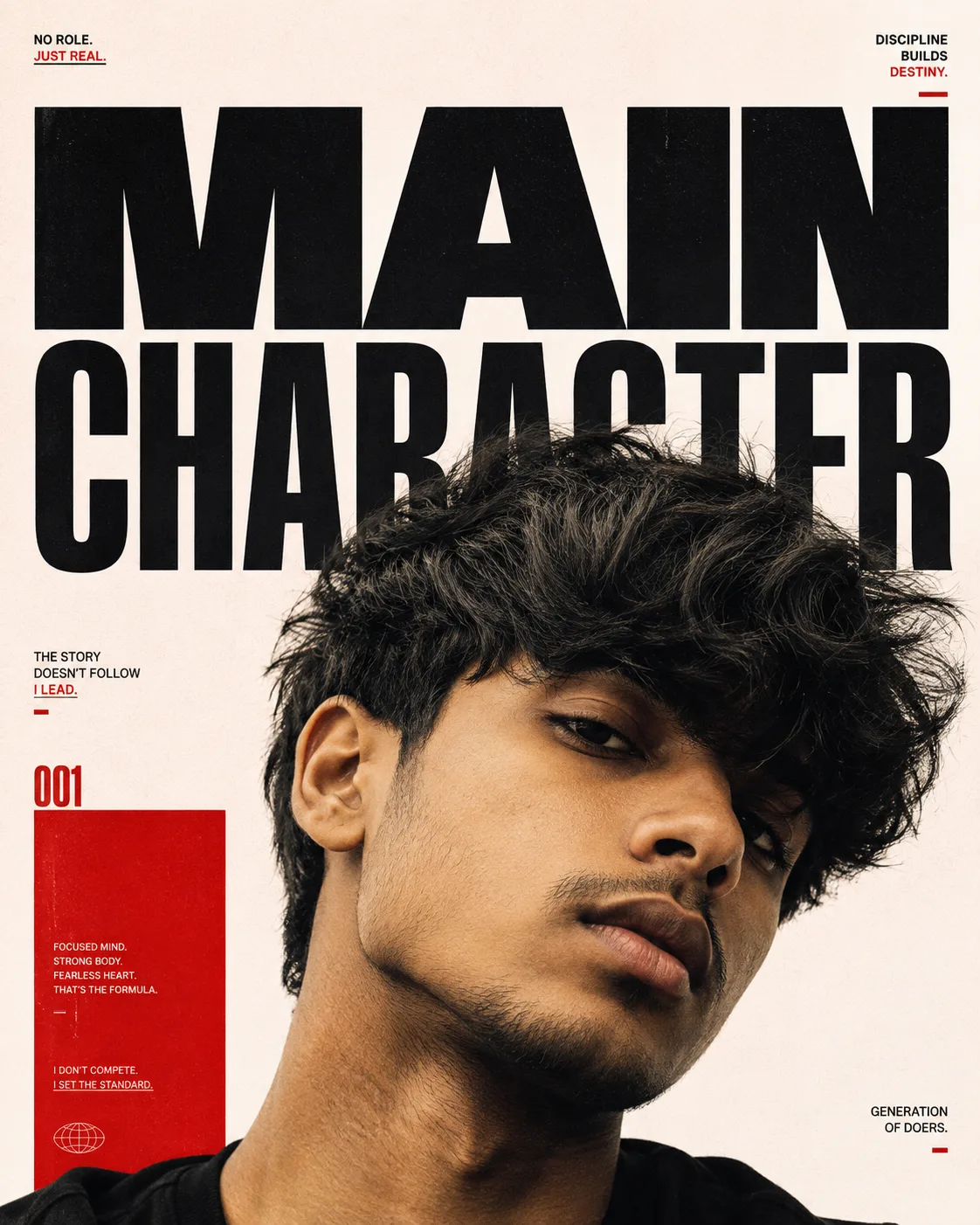 Create a premium Gen-Z Instagram editorial poster using the uploaded portrait.