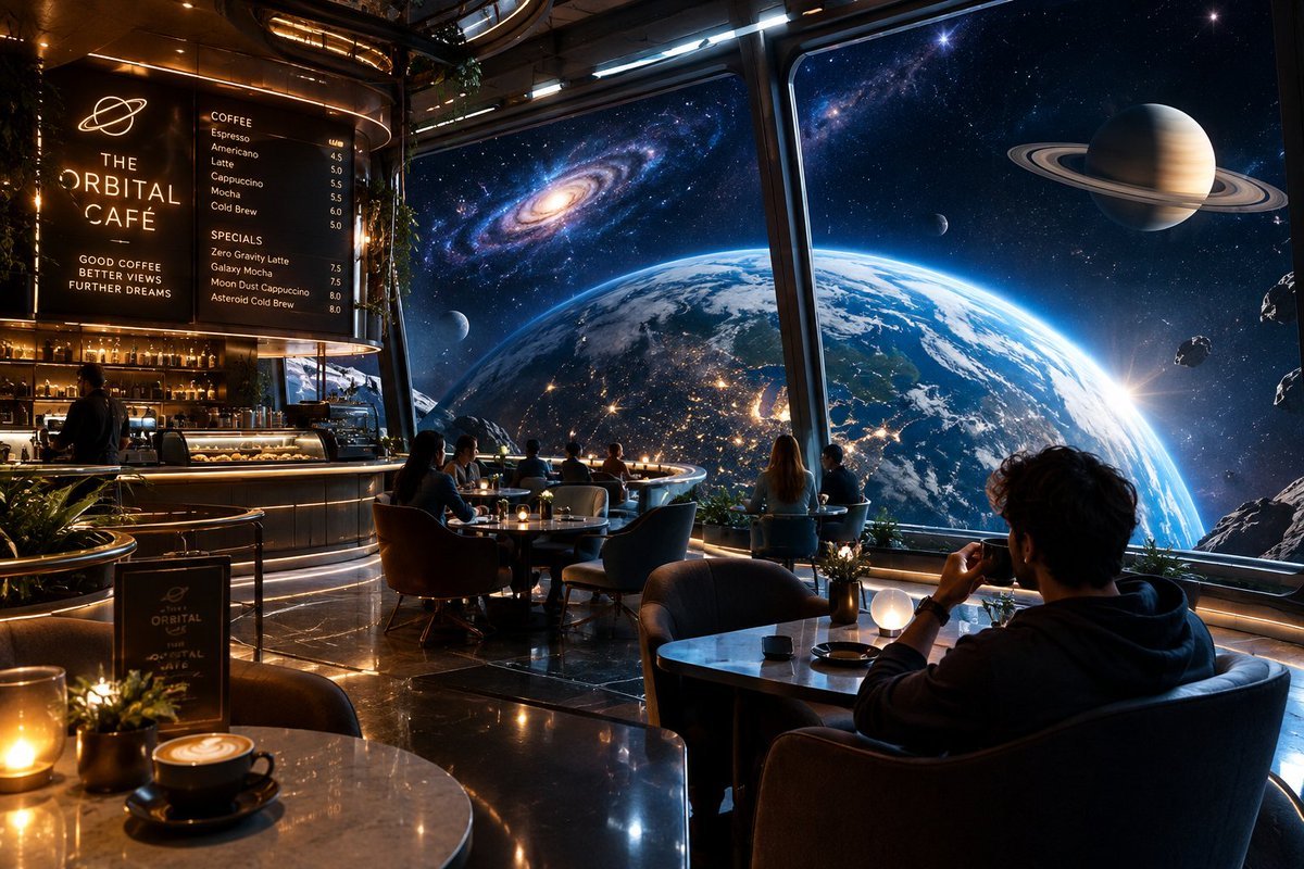 Futuristic Orbital Cafe