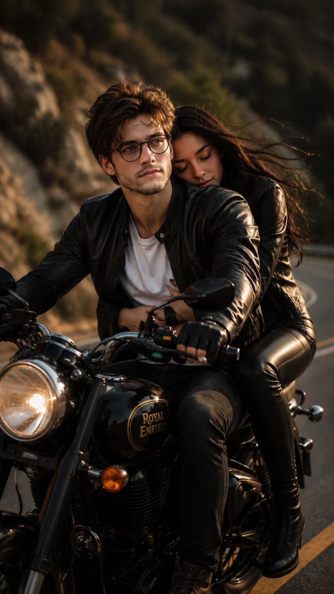 Gpt image 2.0 on chatGPT Prompt… Ultra-realistic cinematic portrait of a young couple riding a black classic motorcycle on a winding