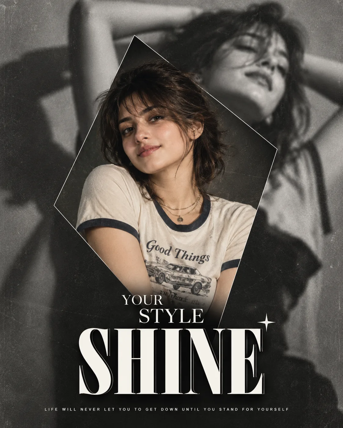 📸 Create a highly realistic, ultra-detailed vertical cinematic fashion editorial poster closely matching the uploaded reference image in